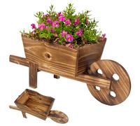 Vierno de madera, maceta de madera, maceta rústica de carretillas, cajas de flores suculentes decorativas al aire libre, decoración de jardín para el balcón exterior patio 18.5x6.3x7.5 pulgadas caj