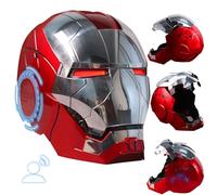 VIERNRG Casco de Iron Man Electronic Mark 5, control de voz, detección de apertura/cierre, armadura de maleta con sonidos y ojos LED iluminados, película de superhéroes 1:1, accesorio para Navidad y