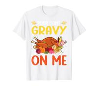 Vierte un Poco de Salsa en mí Feliz día de Pavo Cena de Acción de Gracias Camiseta gráfica económica, Hombre, Blanco, S