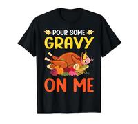 Vierte un Poco de Salsa en mí Feliz día de Pavo Cena de Acción de Gracias Camiseta gráfica económica, Hombre, Negro, S