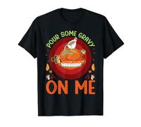 Vierte un Poco de Salsa en mí Feliz día de Pavo Cena de Acción de Gracias Camiseta gráfica económica, Hombre, Negro, S