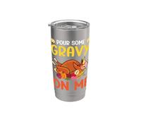 Vierte un poco de salsa en mí Feliz día de pavo cena de Acción de Gracias Vaso térmico de acero inoxidable de doble pared