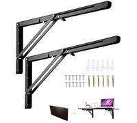 Viesap 2 Piezas Soporte Estantería Plegable 500mm Escuadras Abatibles Bisagra Soporte de Estante de Pared Negro Escuadras Estanterias para Mesa Abatible, Pared Soporte de Estante, Carga Máxima: 90KG.