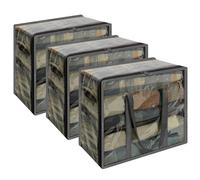 Vieshful 3 Piezas Almacenaje Ropa Transparente Bolsas para Guardar Ropa con Asa Reforzada Organizador Armario Plastico para Mantas, Edredón, Almohada 40L