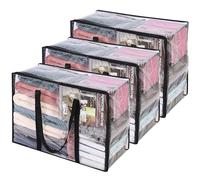 Vieshful 3 Piezas Transparentes Bolsas para Guardar Ropa, Bolsas Almacenaje Ropa Plegable 40L de PVC, Organizador Armario, Cajas Almacenaje con Asas para Edredón Mantas Mudanza Móviles Juguetes