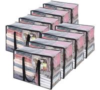 Vieshful 40L 8 Piezas Cajas Almacenaje Plegables - Organizador de Armario Para Ropa, Mantas, Edredones, Juguetes - Bolsas de Plástico Transparentes