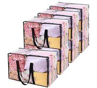 Vieshful 7 Piezas Transparentes Bolsas para Guardar Ropa, Bolsas Almacenaje Ropa Plegable 110L de PVC, Organizador Armario, Cajas Almacenaje con Asas para Edredón Mantas Mudanza Móviles Juguetes