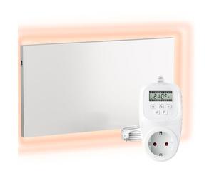 VIESTA® H400 Calefacción por infrarrojos 400 W - Panel 60×60 cm, Carbon Crystal, sin marco, pared/techo, IP20, TÜV/GS, protección contra sobrecalentamiento, incl. termostato enchufable TH12 (7 días)