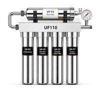 VIESTA® UF110 Filtro de Agua de Ultrafiltración, 5 Etapas 0,01 µm Membrana Fibra Hueca Acero Inox 304, Bajo Encimera sin Electricidad y Desagüe, reduce bacterias cloro cal, manómetro y grifo extra