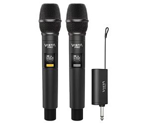 Vieta Pro Party Mic Duo | Karaoke 2 micrófonos inalámbricos 6.5 mm Mono Jack, Baja interferencia, Receptor 12 Horas. Micrófono Wireless Profesional USB-C para Karaoke,Boda,DJ,Fiesta,Iglesia