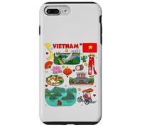 Vietnam Mapa, Cultura y monumentos Arte, Recuerdos Coloridos Carcasa para iPhone 7 Plus/8 Plus
