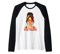 Vietnamese Girl Vietnam Flag Vietnamese Girlfriend Wife Camiseta Manga Raglan