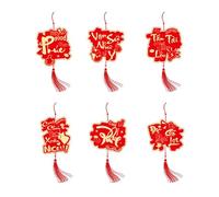 Vietnamese New Year Hanging Ornaments with Strings Red Pendant Lucky Character Pendants for Spring Festival Home Car Tree Decoration, Luck-Bringing Vietnamese New Year Charm