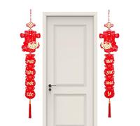 Vietnamese Red Knot Tassel Couplets - Lunar New Year Wall Decoration | Red Tassel Knot Couplet, Oriental Ornaments for Home, Office, Festival Decor, Prosperity and Good Luck
