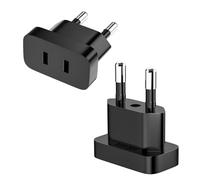 VIEVRE 2 adaptadores de Estados Unidos a UE, adaptador para Estados Unidos y Alemania, 250 V US a UE con fuente de alimentación de Estados Unidos para dispositivos, potencia máxima 2200 W, color negro