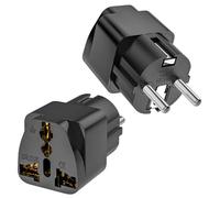 VIEVRE 2 adaptadores de viaje, adaptador de enchufe de China Alemania, adaptador universal de la UE para Estados Unidos, Reino Unido, Tailandia, Suiza, China, Italia, etc., color negro