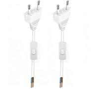 VIEVRE 2 cables de alimentación europeos con interruptor, cable de 0,3 m con interruptor, interruptor de cable de 2 pines, 2 cables de 0,75 mm², 250 V, 2,5 A, IP20, para lámparas, bombillas, color