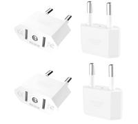 VIEVRE 4 adaptadores de Us to EU, adaptador de enchufe de Estados Unidos de Alemania, adaptador de EE. UU., adaptador de enchufe europeo, adaptador de enchufe de EE. UU. a 2 pines Alemania (blanco)