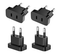 VIEVRE 4pcs US a UE adaptador, adaptador USA Alemania enchufe, 250V US a UE con adaptador de corriente de EE. UU. para dispositivos, potencia máxima 2200W, negro