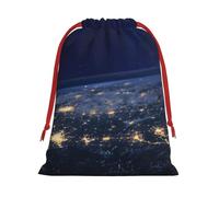 View Of Earth - Bolsas de regalo reutilizables con estampado de tierra, bolsas de regalo de tamaño mediano, bolsas con cordón para regalos de Navidad, cumpleaños