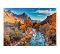 View of Watchman Mountain and The Virgin River in Zion National Park in The Southwestern United States, Near Springdale, Utah, Arizona. - Rompecabezas de 1000 piezas premium para adultos