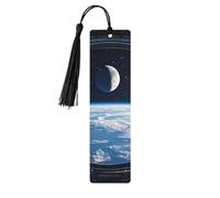 View The Sci-Fi Planet from The Space Station - Marcapáginas de madera impresos de doble cara, 5 piezas, regalos para mujeres para amantes de los libros, accesorios geniales para cuadernos, regalos de