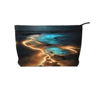 View Under The Moon - Bolsa de maquillaje de pana versátil con cremallera para uso diario y organizador de capacidad de viaje, Black, Talla única