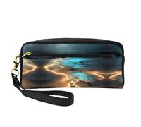 View Under The Moon - Bolsa de maquillaje pequeña de piel con estampado de luna - Neceser de viaje para mujer, bolsa de cosméticos reutilizable con cremallera