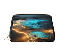 View Under The Moon - Bolsa de maquillaje portátil de piel sintética, cierre de cremallera, bolsa de viaje, bolsa de almacenamiento de viaje, color blanco, talla única, White, Talla única