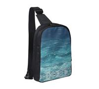 View Under The Moon - Bolsa de pecho con doble bolsillo, perfecta para conciertos, deportes, viajes, ciclismo y senderismo, mochila cruzada, El mar azul profundo, Talla única