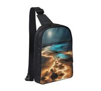 View Under The Moon - Bolsa de pecho con doble bolsillo, perfecta para conciertos, deportes, viajes, ciclismo y senderismo, mochila cruzada, Vista bajo la luna, Talla única