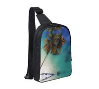 View Under The Moon - Bolsa de pecho con doble bolsillo, perfecta para conciertos, deportes, viajes, ciclismo y senderismo, mochila cruzada, Beach Coconut Sunshine, Talla única