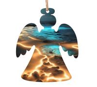 View Under The Moon - Colgantes de madera con estampado navideño, simples y respetuosos con el medio ambiente, decoraciones navideñas