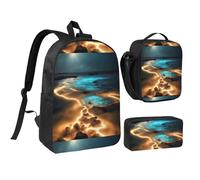 View Under The Moon - Juego de mochila de 17 pulgadas para el almuerzo, bonito estampado, tela Oxford duradera.