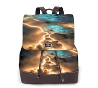 View under the moon - Mochila de cuero para mujer, bolsa para libros de escuela secundaria y universidad, mochila ligera e informal para cada temporada