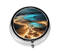 View Under The Moon- Pastillero de 3 compartimentos, una caja de medicamentos portátil que contiene vitaminas, medicamentos, aceite de pescado y suplementos.