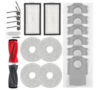 VIEWALL Accesorios para aspiradora Roborock Saros 10R, Qrevo CurvX, 1 cepillo principal, 2 filtros HEPA, 6 bolsas de polvo, 4 toallitas, 4 cepillos laterales (negro), 1 cepillo, 1 destornillador, 20