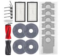 VIEWALL Accesorios para Roborock Saros 10R, Qrevo CurvX aspiradora, 1 Cepillo Principal, 2 filtros HEPA, 6 Bolsas de Polvo, 4 toallitas, 4 cepillos Laterales (Negro), 1 Cepillo, 1 Destornillador