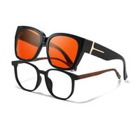 VIEWBETTER® Gafas con bloqueo de luz azul y anti99,99 % sobre gafas, de gran tamaño, color ámbar y naranja, A01 Black Frame / Red Lens, M