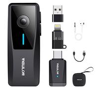 VIEWLON Micrófono Lavalier inalámbrico, con Auriculares para Monitor, reducción de Ruido de 8 Niveles, para iPhone/Android/PC, micrófono de Solapa