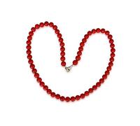 Vifaleno Collar de coral, coral natural, esférico, rojo, 7mm, plata