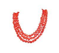 Vifaleno Collar de coral, natural, rojo, 6-10 mm, 3 vueltas