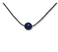 Vifaleno Collar de lapislázuli natural, azul oscuro, redondo, 10 mm, cordón de cera, cierre de acero inoxidable, aprox. 43 cm de largo
