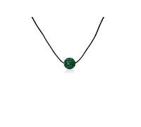 Vifaleno Collar de malaquita natural, redondo, 10 mm, cierre de mosquetón de acero inoxidable, 43 cm de largo, Acero inoxidable Malaquita acero inoxidable, No es una piedra preciosa