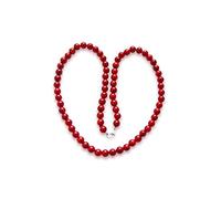 Vifaleno Collar redondo de coral rojo natural, 6 mm, con cierre de mosquetón de plata 925, 43 cm aprox