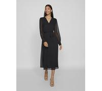 Vila Vifalia V-Neck L/S Midi Dress-Noos Vestido, Negro, 44 Mujeres