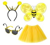Vifcotlyp Disfraz Abeja Mujer, Disfraz Abeja Disfrazs de Abejas Adulto con Alas Abejas Tutu Amarillo Gafas Diadema para Carnaval Halloween Fiesta de Disfraces