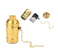 VIFER Portalámparas Vintage E27 Portalámparas de Aluminio Lámpara de Mesa de Escritorio Vintage Soporte de Iluminación Base de Tornillo con Cadena de Tracción (Oro)