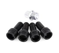 VIFER - Tuerca de bloqueo de pernos, 4 + 1 pernos de rueda de acero negro M14 x 1,5 mm y tuercas de bloqueo con llave compatible con Audi Golf Jetta