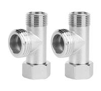 VIFERR 2 Pcs Válvulas de Conexión de 3 Vías, Válvula Desviadora 3 Vias, Cobre Puro, Superficie Niquelada para Inodoro y Baño Accesorio Plomería (EU3/8)